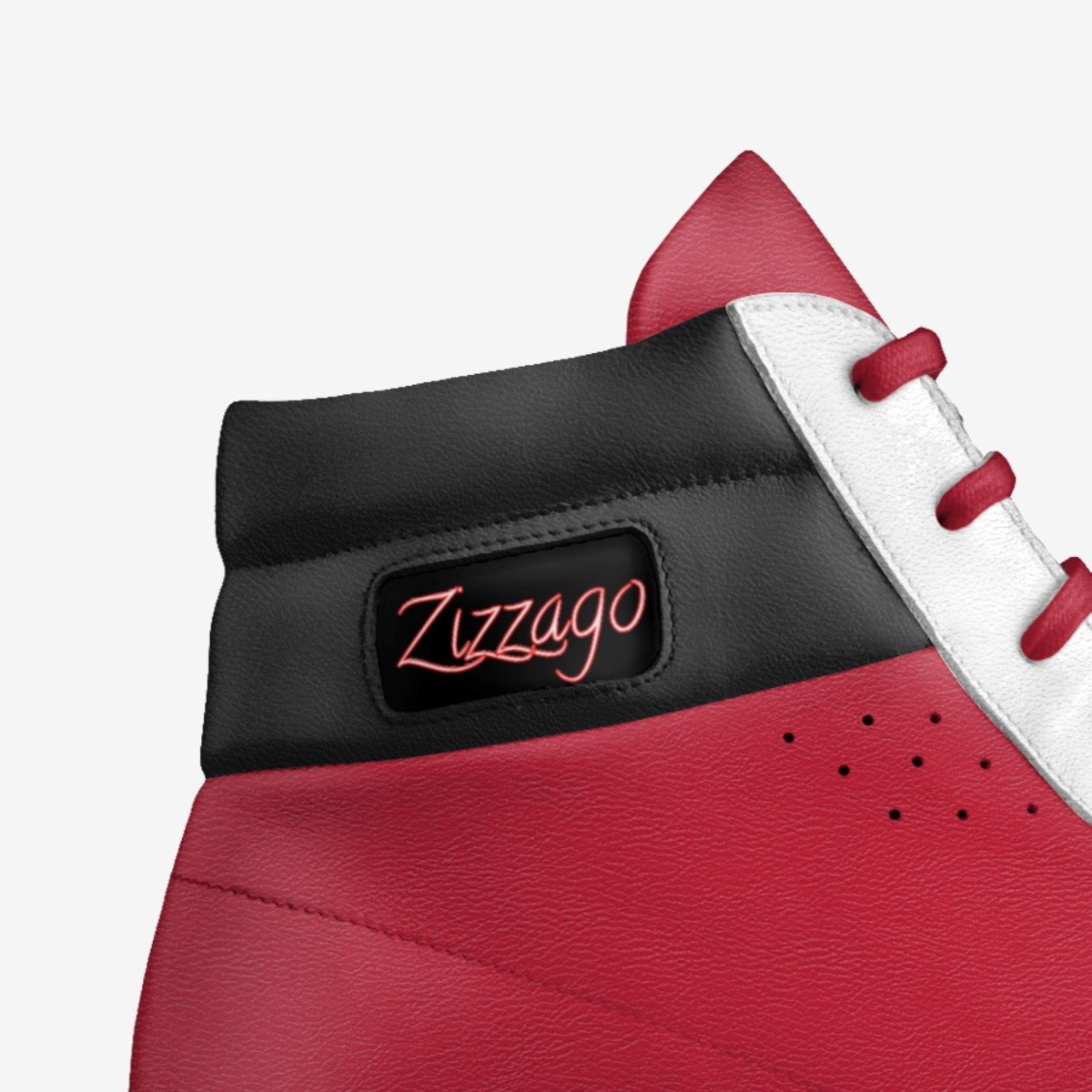 Black White Red custom made in Italy shoes by Zizzago Designs | Detail view