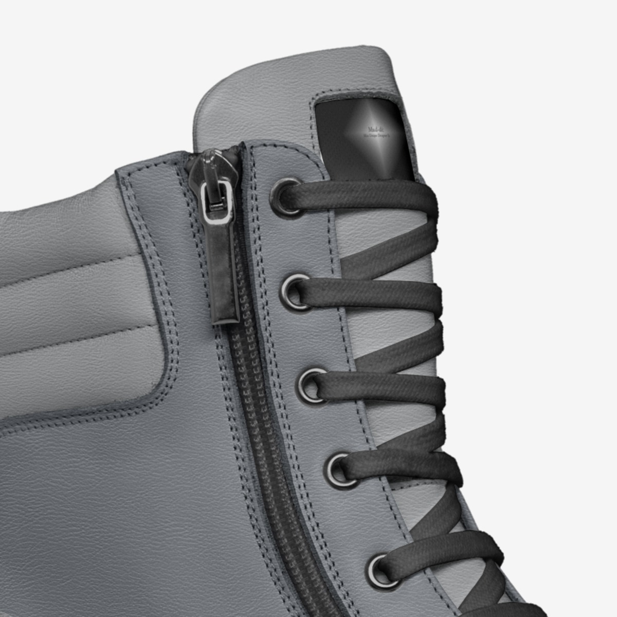 Gray Military Boot custom made in Italy shoes by Mud-di: Miss Unique Designer Is | Detail view