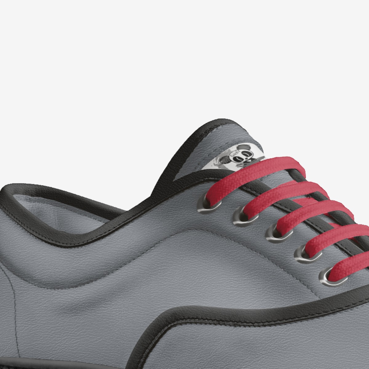 Grey Panda  custom made in Italy shoes by Cheryl Lee Bowers | Detail view
