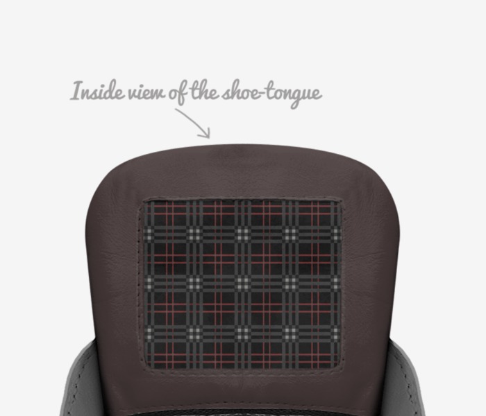 Strype custom made in Italy shoes by Jasmin Portillo | Tongue view