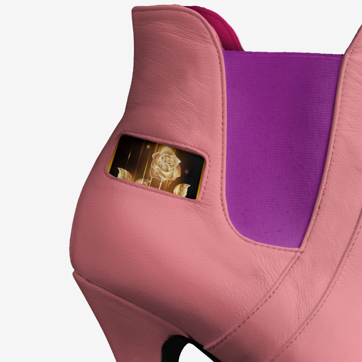 gold roses custom made in Italy shoes by Nora Payeton | Detail view