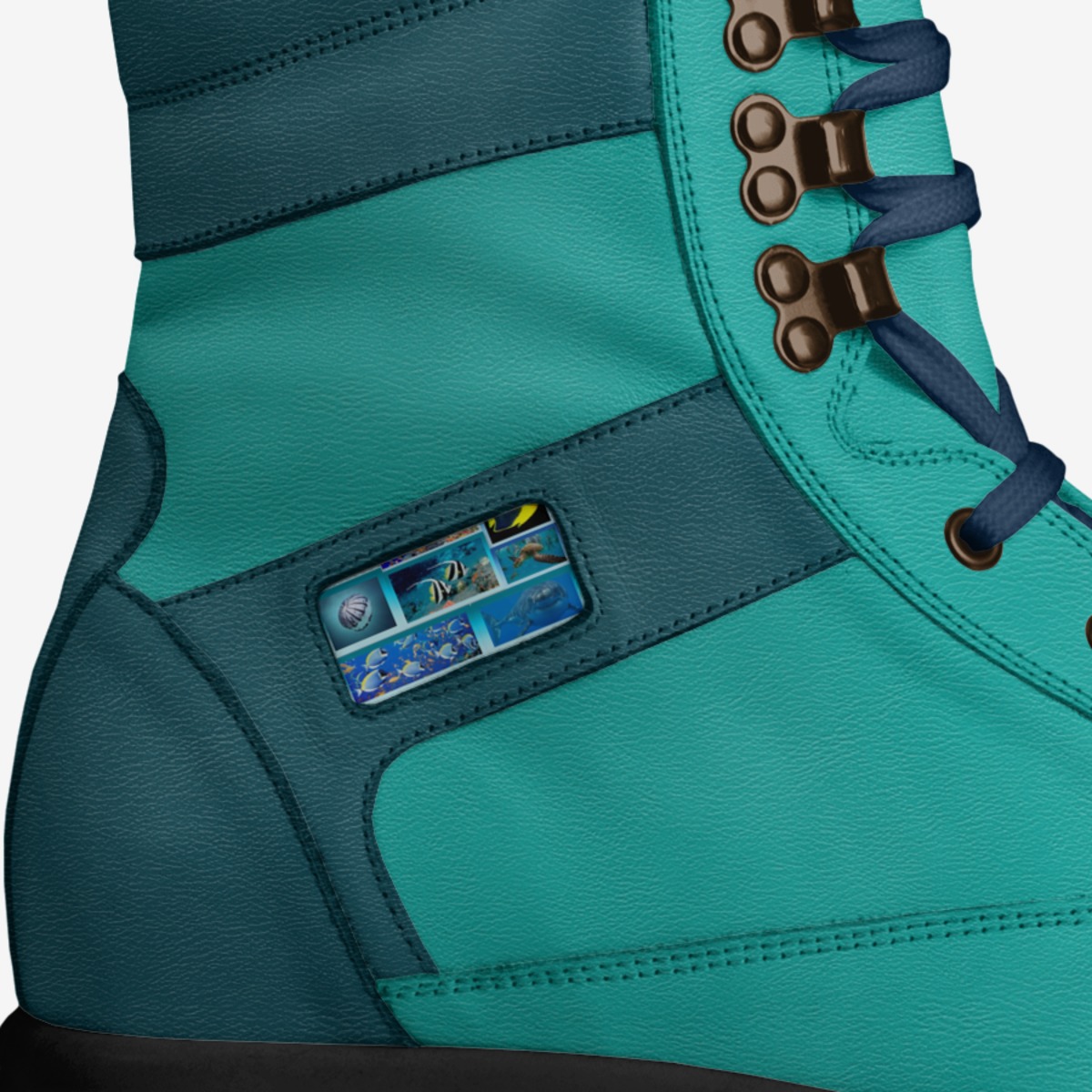 deep blue sea custom made in Italy shoes by Nora Payeton | Detail view