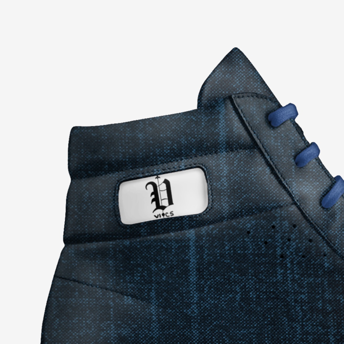 vics vintage blue custom made in Italy shoes by Brayden Murphy | Detail view