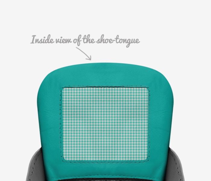 Awsomeness custom made in Italy shoes by Mackenzie Adams | Tongue view