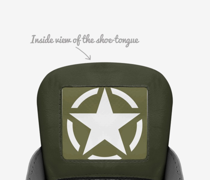 vics army air custom made in Italy shoes by Brayden Murphy | Tongue view