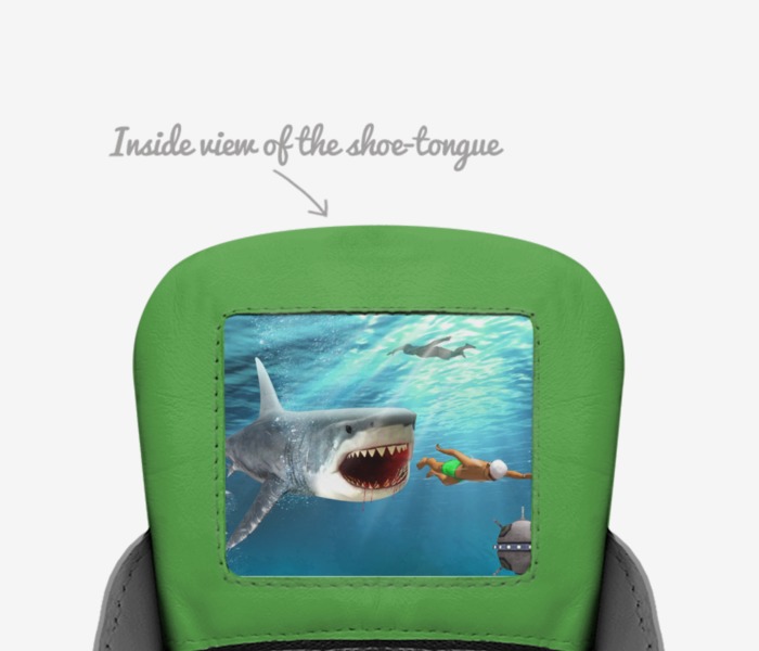Sharky custom made in Italy shoes by Stoney Bastian | Tongue view