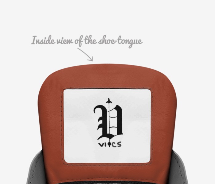 Vics redskin custom made in Italy shoes by Brayden Murphy | Tongue view