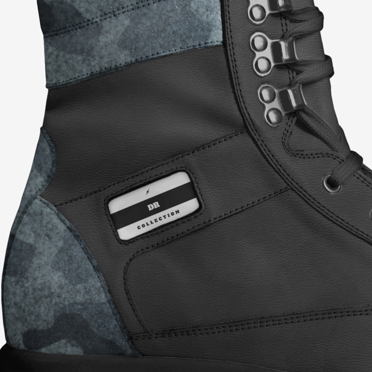 hightop custom made in Italy shoes by Dinero Rápido | Detail view