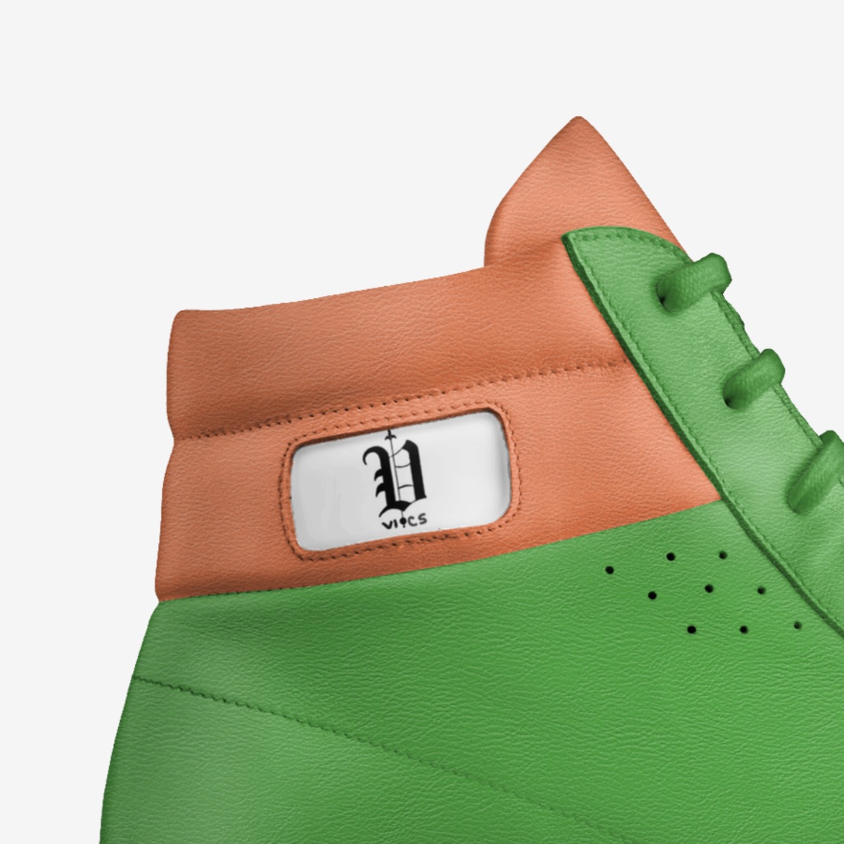 vics gorange neon custom made in Italy shoes by Brayden Murphy | Detail view