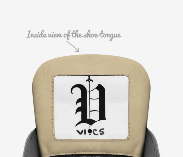 Vics art 70 custom made in Italy shoes by Brayden Murphy | Tongue view