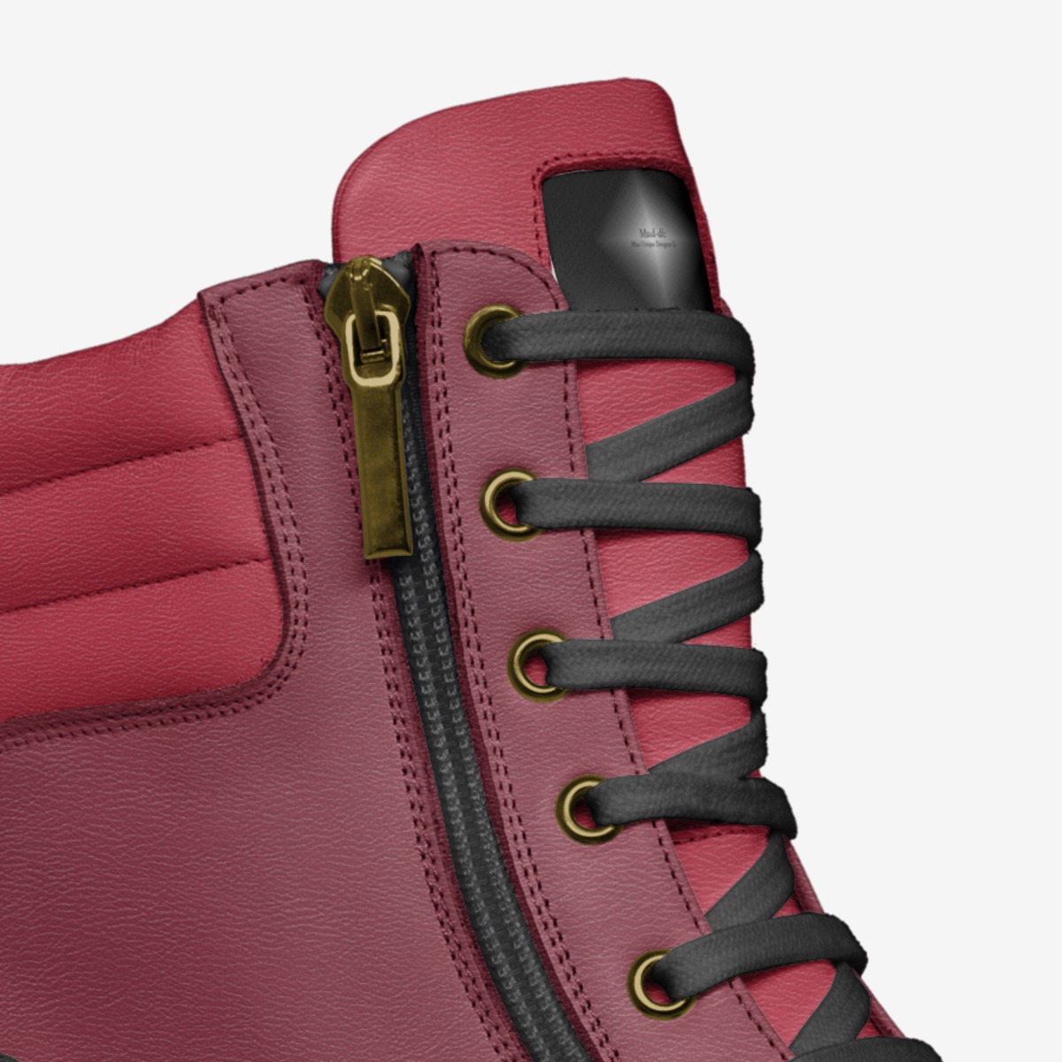 Red Militant Boots custom made in Italy shoes by Mud-di: Miss Unique Designer Is | Detail view