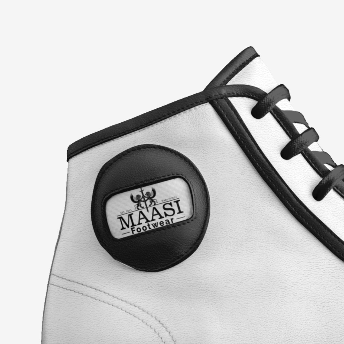 Black & White custom made in Italy shoes by Maasi Smith | Detail view