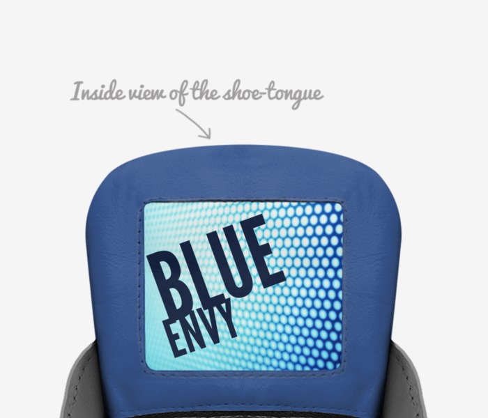 Blue Envy custom made in Italy shoes by Michale Giovanni | Tongue view