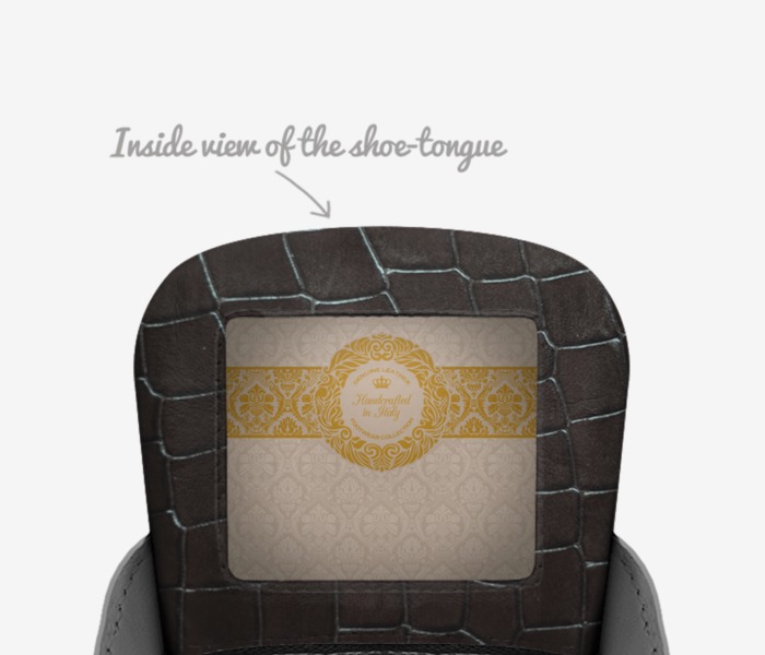 E7$ Limited custom made in Italy shoes by Lateef Williams | Tongue view