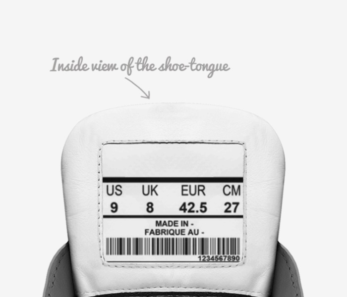 quotes custom made in Italy shoes by Martha Serra | Tongue view