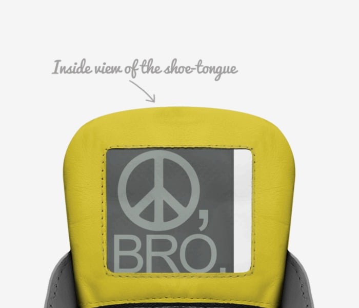 Peace bro custom made in Italy shoes by Stefan Kapetanovic | Tongue view