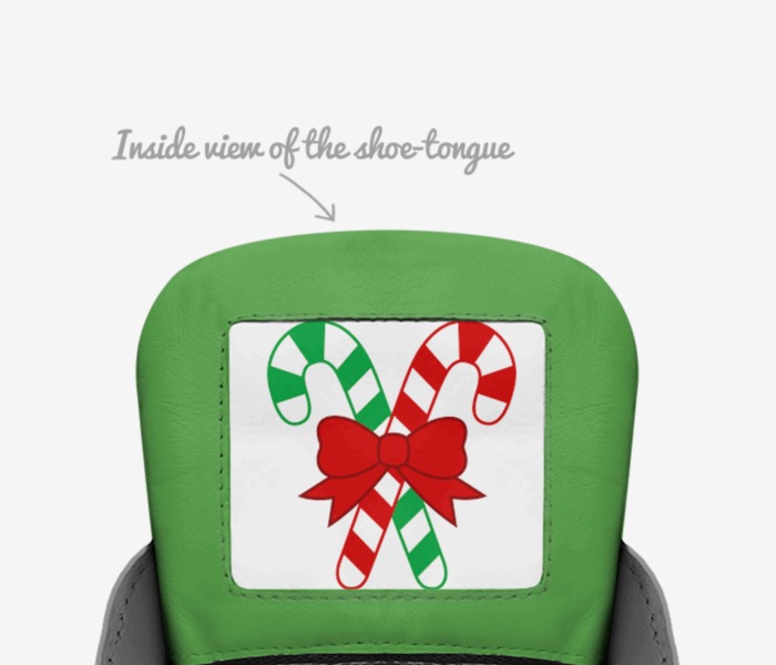 Vics christmas custom made in Italy shoes by Brayden Murphy | Tongue view
