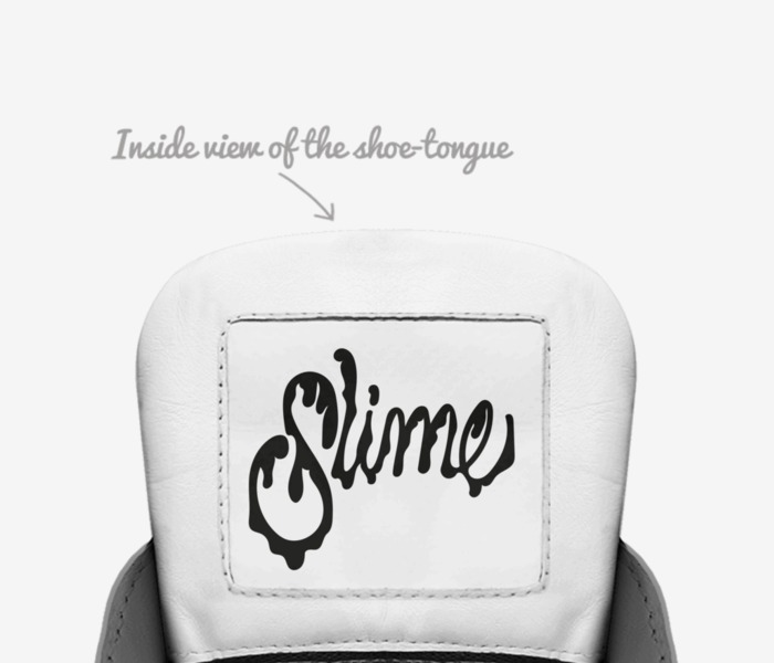 Slime custom made in Italy shoes by Jaylen Gomes | Tongue view