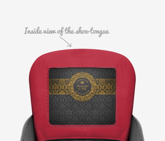 Hater love custom made in Italy shoes by Shaquille Moore | Tongue view