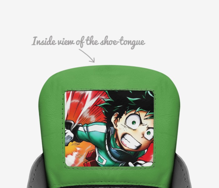 Deku custom made in Italy shoes by Leet | Tongue view