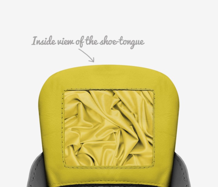 Lambo Boost custom made in Italy shoes by Lucas Saltz | Tongue view