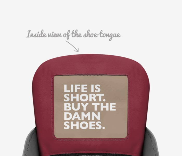 Ovos custom made in Italy shoes by Jojo Bowe | Tongue view