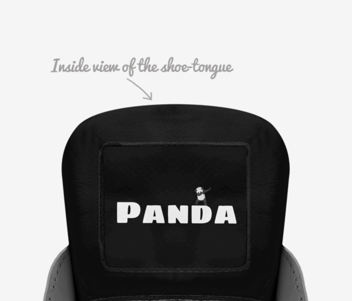 Panda custom made in Italy shoes by Cristen Alexander | Tongue view