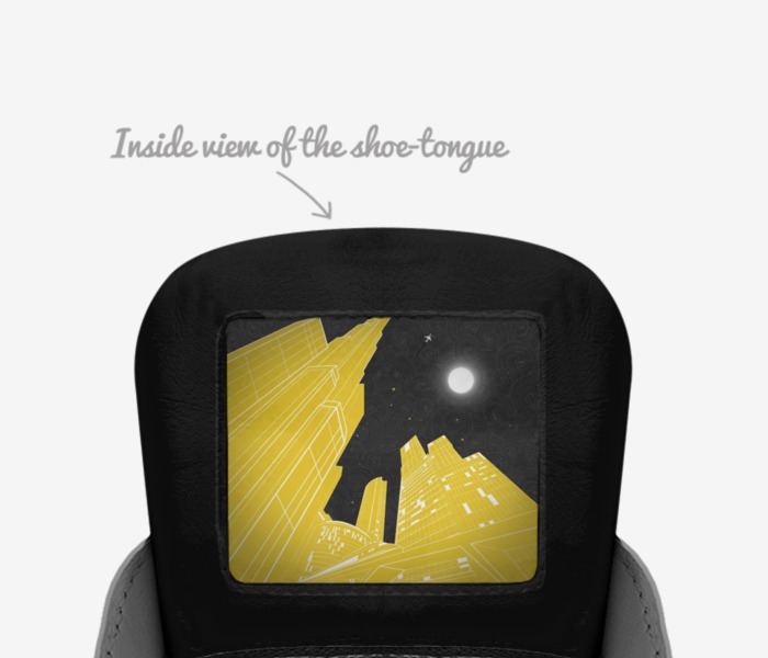 BATMAN custom made in Italy shoes by Brook Hernandez | Tongue view
