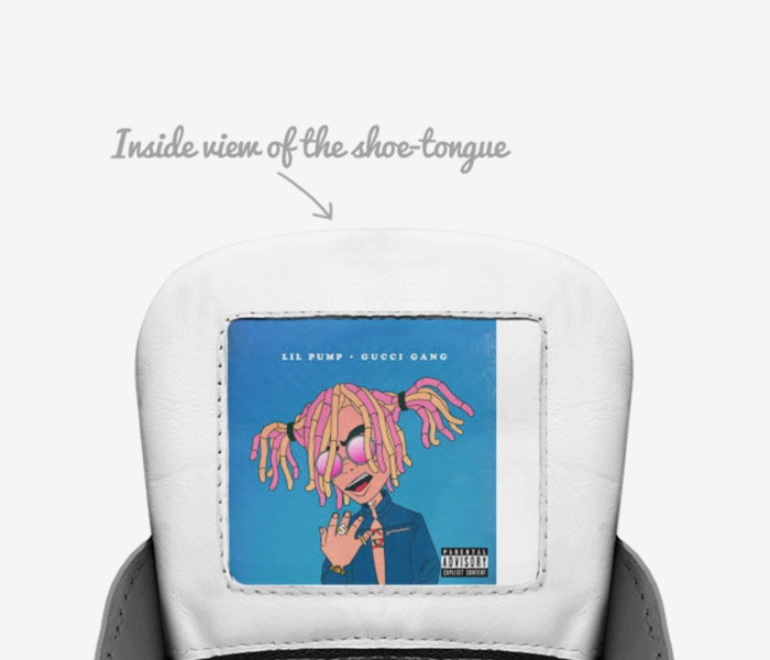 Lil uzis custom made in Italy shoes by Lil Uzi | Tongue view