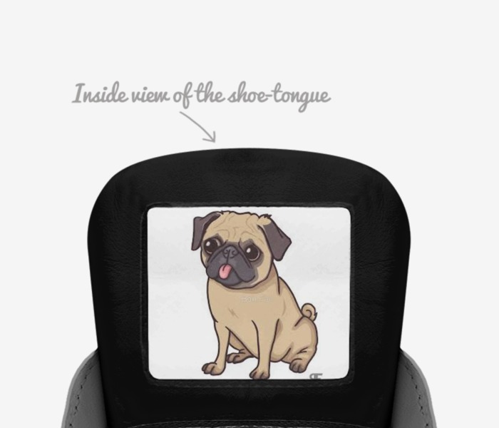 Puggers custom made in Italy shoes by Alyssa | Tongue view