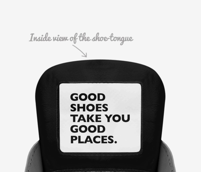bruh custom made in Italy shoes by Collin Something | Tongue view