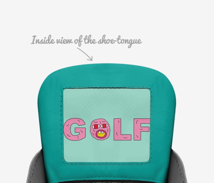 Golf Wang custom made in Italy shoes by Isaiah Harrison | Tongue view