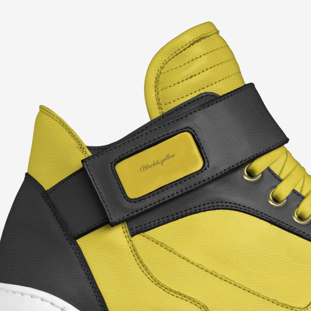 Black&yellow custom made in Italy shoes by Charles Russaw | Detail view