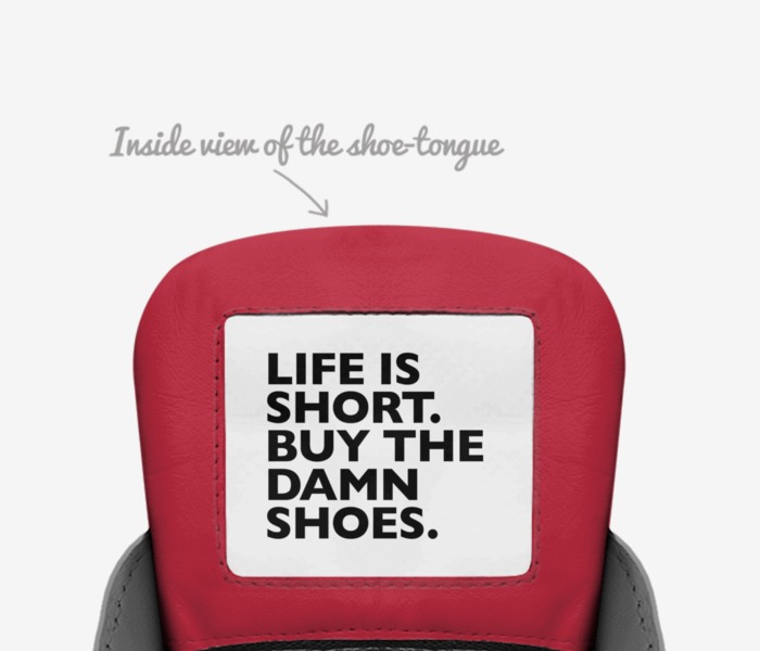Baddie custom made in Italy shoes by Cameron Jones | Tongue view