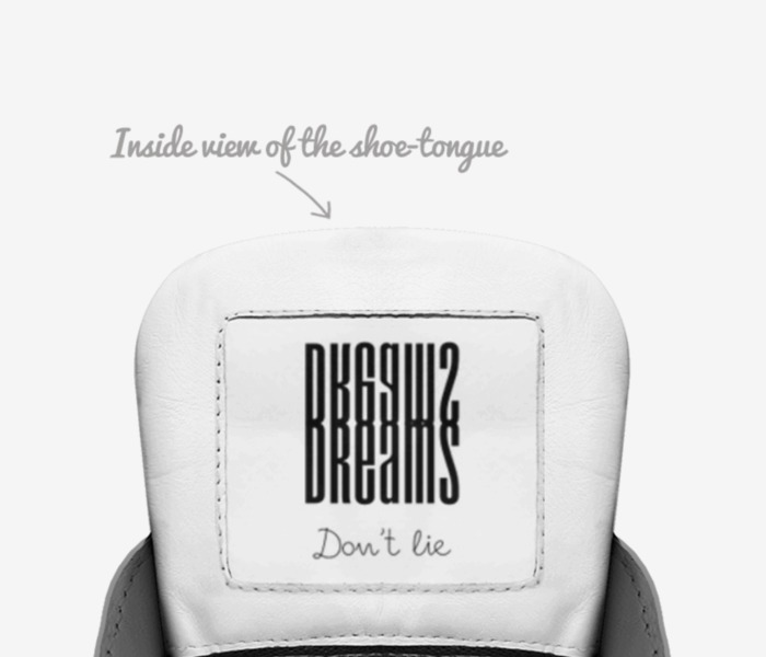 dreams don't lie custom made in Italy shoes by Enam Montgomery | Tongue view