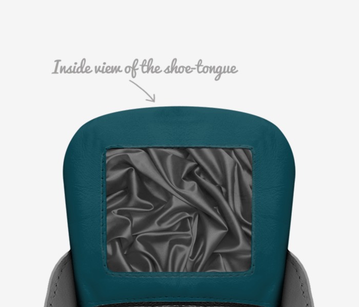 Elias designs custom made in Italy shoes by Leopoldo Kahn | Tongue view