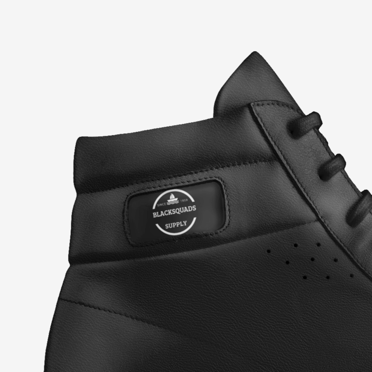 Blacksquads custom made in Italy shoes by Charles Russaw | Detail view