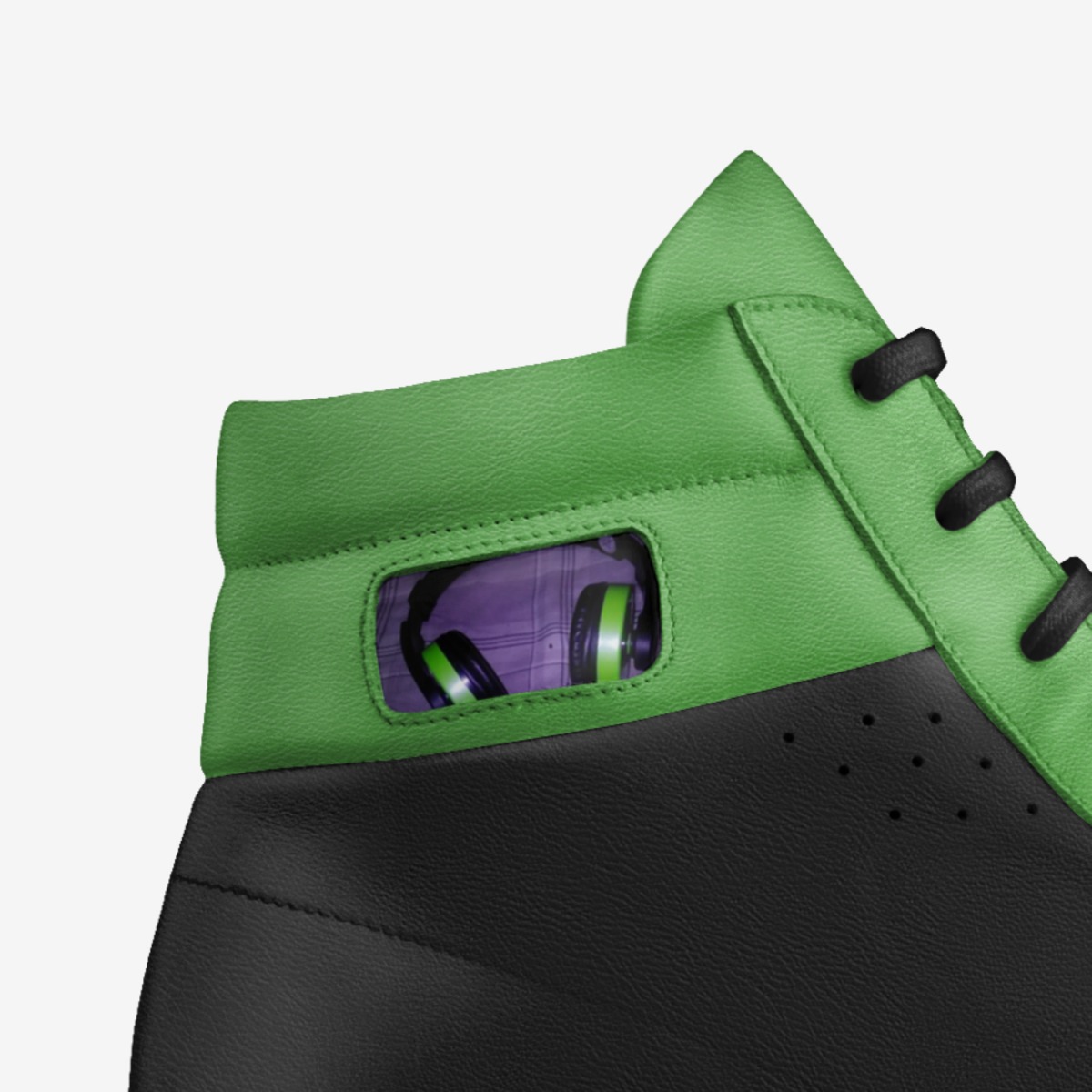 Black&green custom made in Italy shoes by Charles Russaw | Detail view
