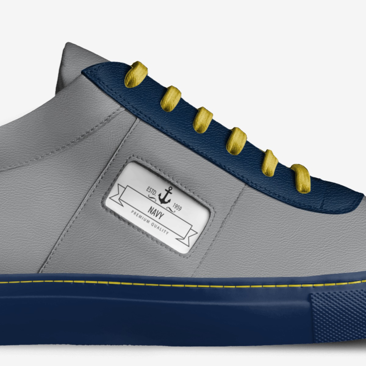 navy custom made in Italy shoes by Erin Redding | Detail view