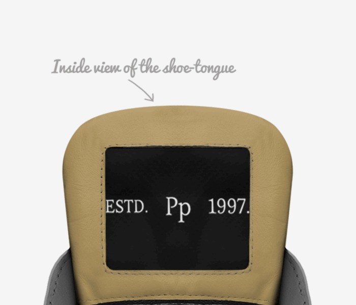 The Pp Collection custom made in Italy shoes by Ashley Price | Tongue view