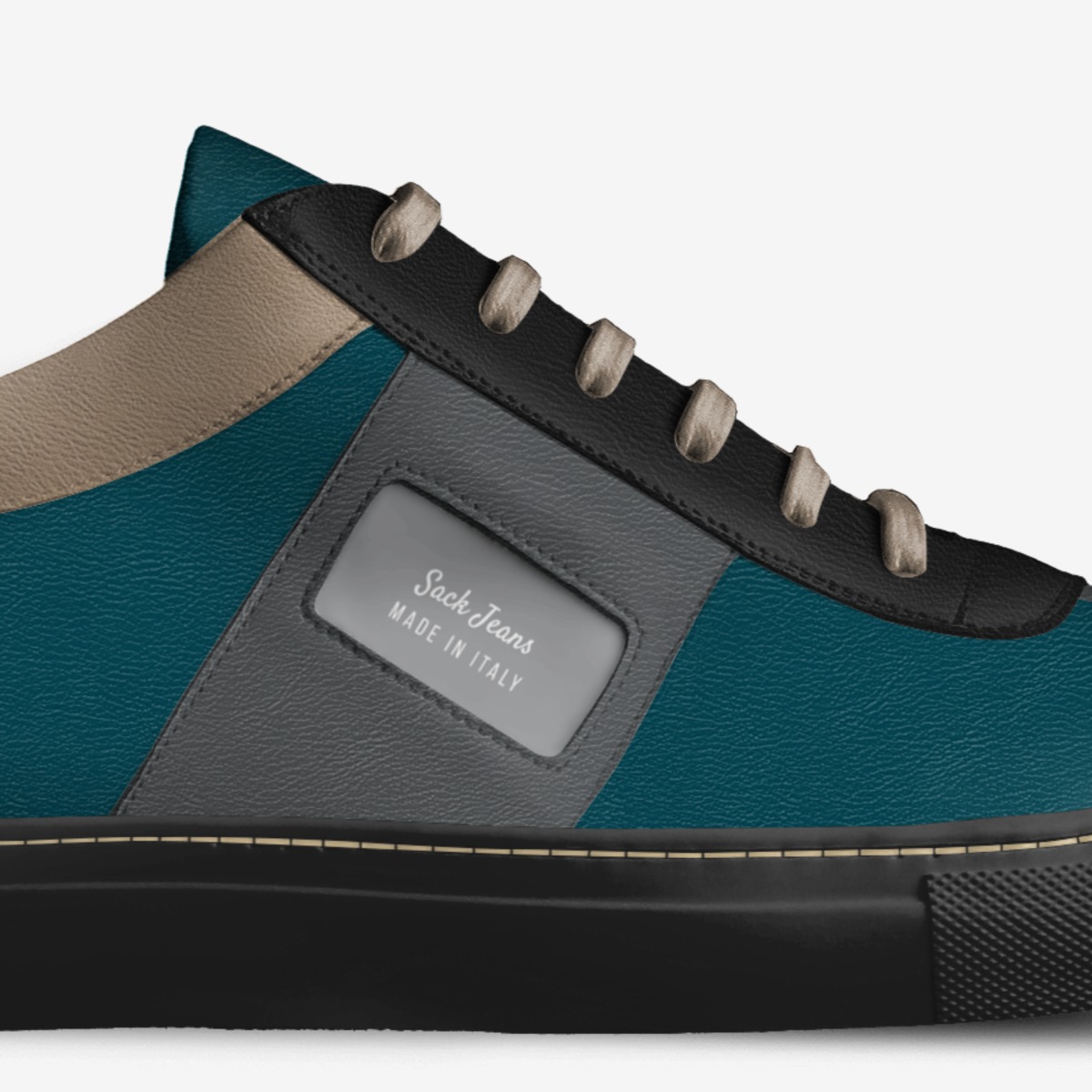 Sack Jeans custom made in Italy shoes by Jamal Mason | Detail view