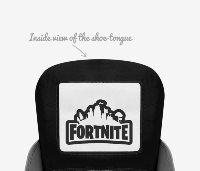 Fortnite Shoes custom made in Italy shoes by Sean Frizzell | Tongue view