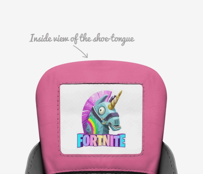 Fortnite  custom made in Italy shoes by Isaac C | Tongue view