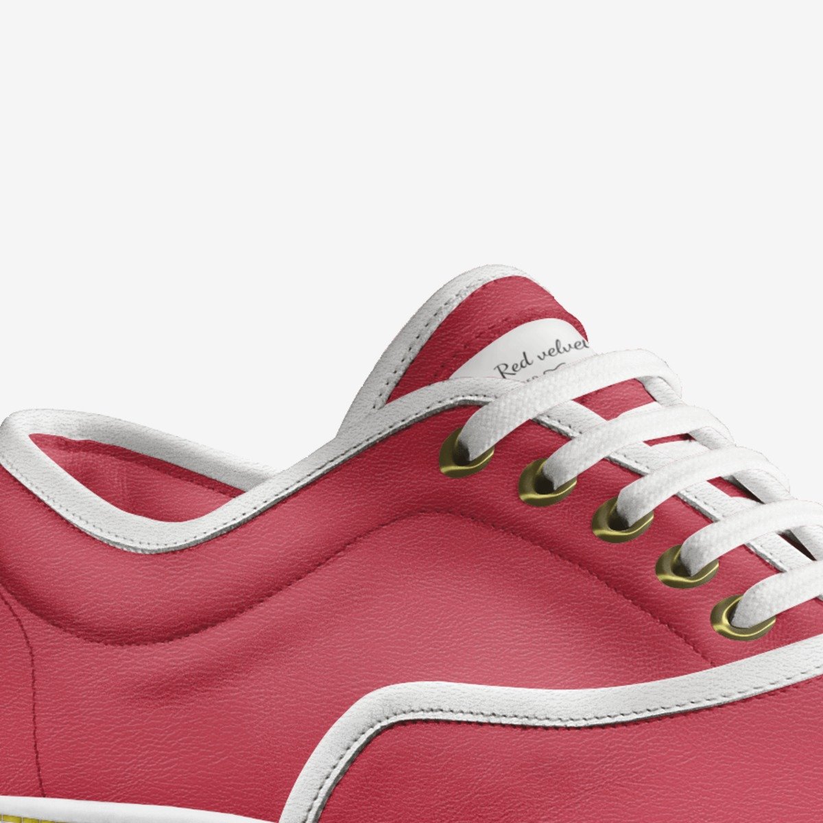 Red velvet custom made in Italy shoes by Tavon.m | Detail view