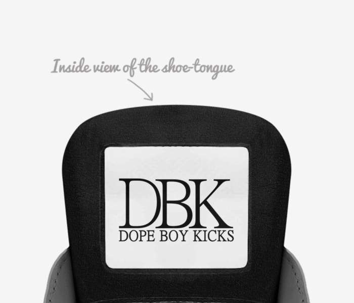 Dope Boy Kicks custom made in Italy shoes by Donjuan Pouncil | Tongue view