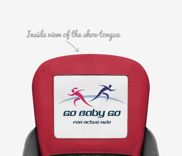 Go Baby Go custom made in Italy shoes by Patricia Mitchell | Tongue view