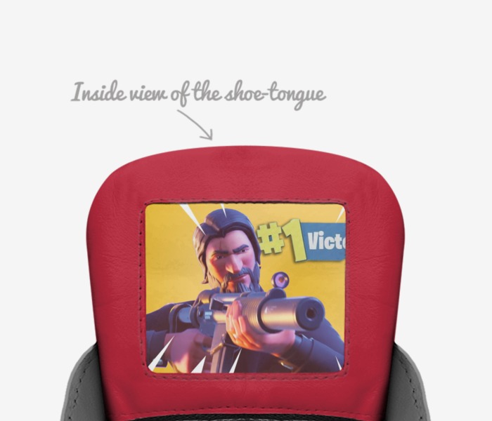 Fortnite custom made in Italy shoes by Johnnyk | Tongue view