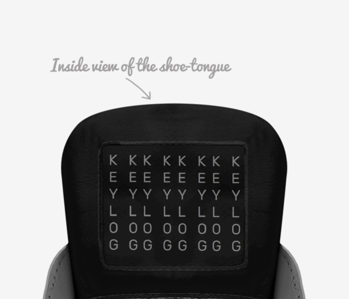 KeyLog custom made in Italy shoes by Davide Corda | Tongue view