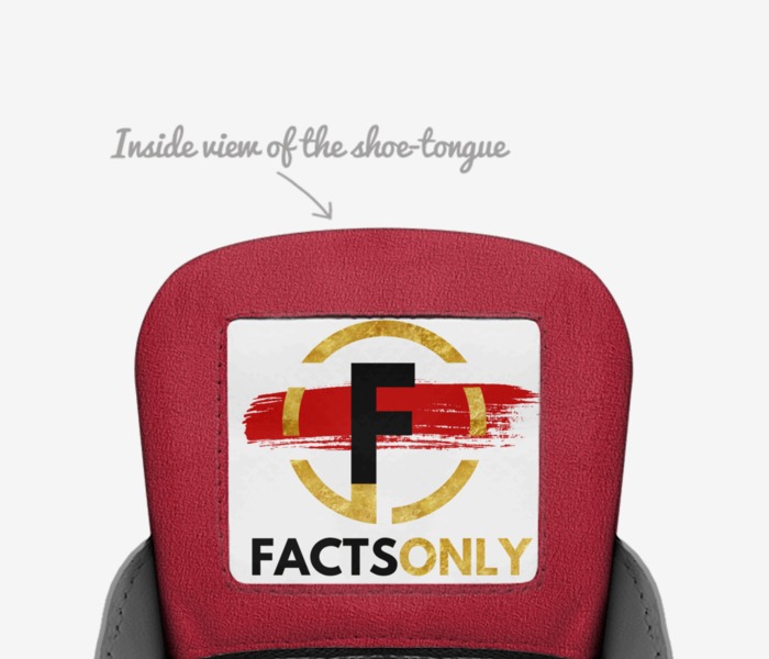 Red V custom made in Italy shoes by Facts Only | Tongue view