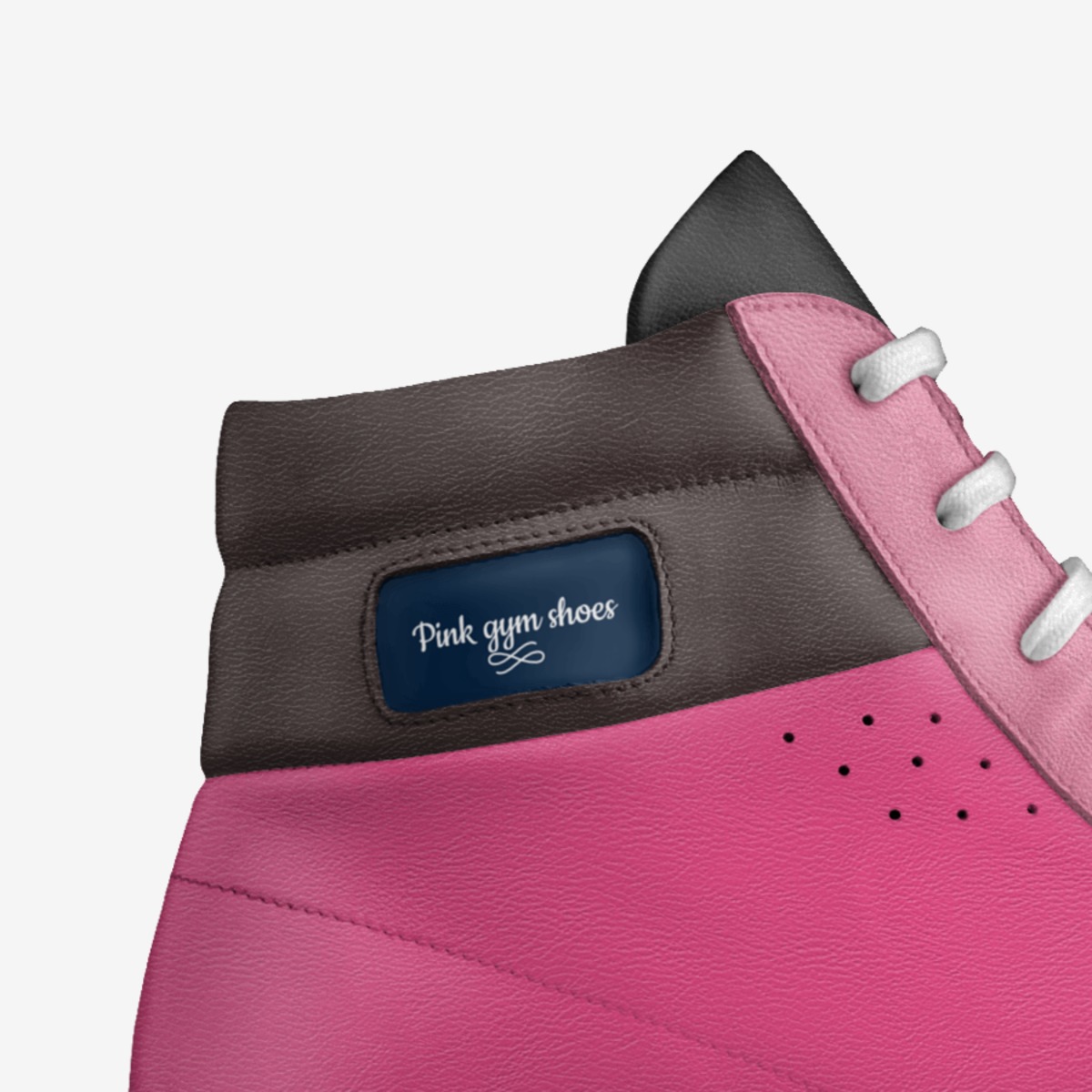 Pink gym shoe custom made in Italy shoes by Braceface.ciy | Detail view